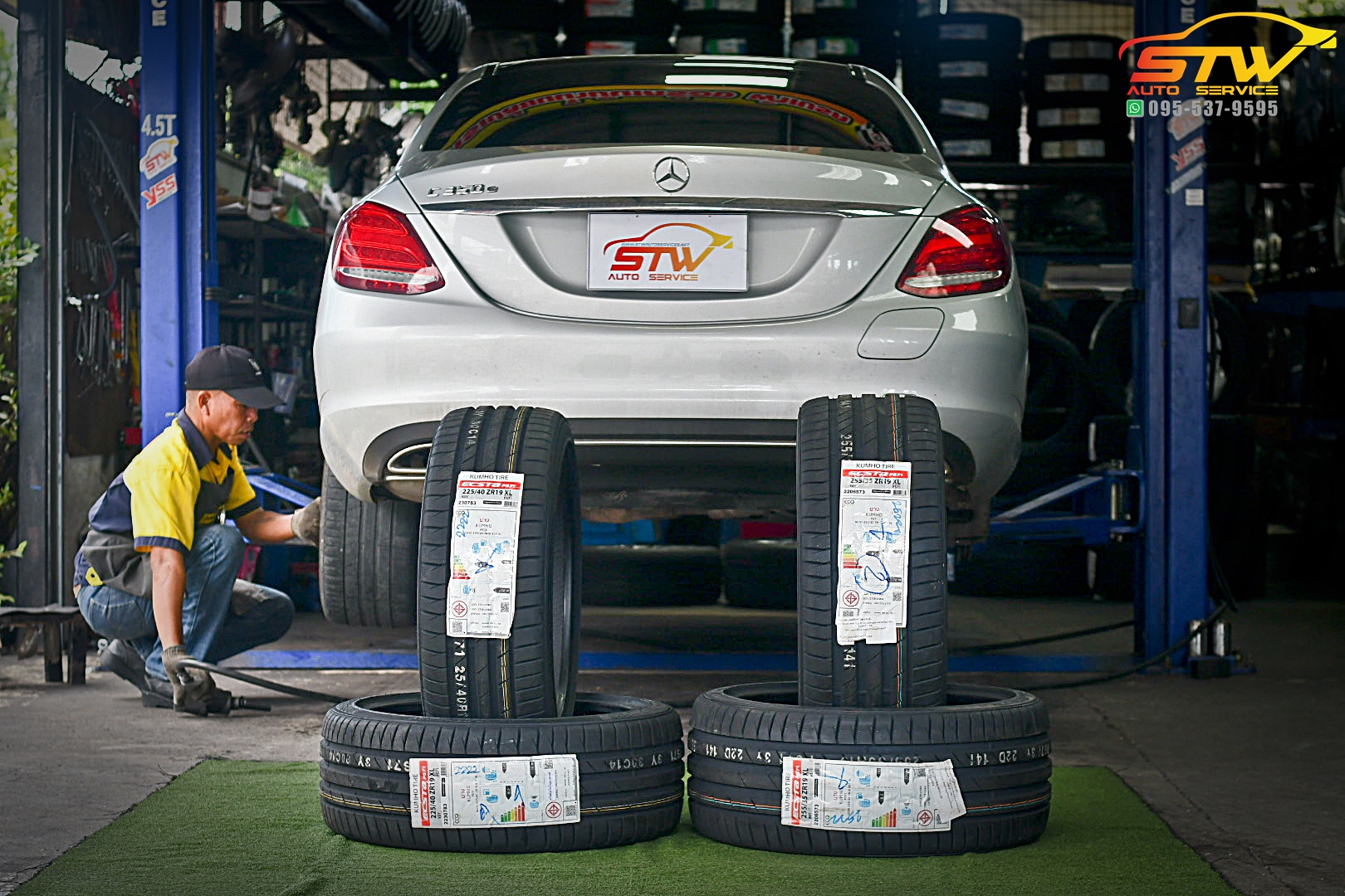 เปลี่ยนยาง Mercedes Benz C-Class C350e KUMHO ECSTA PS71 F 225/40R19 93Y R 255/35R19 96Y