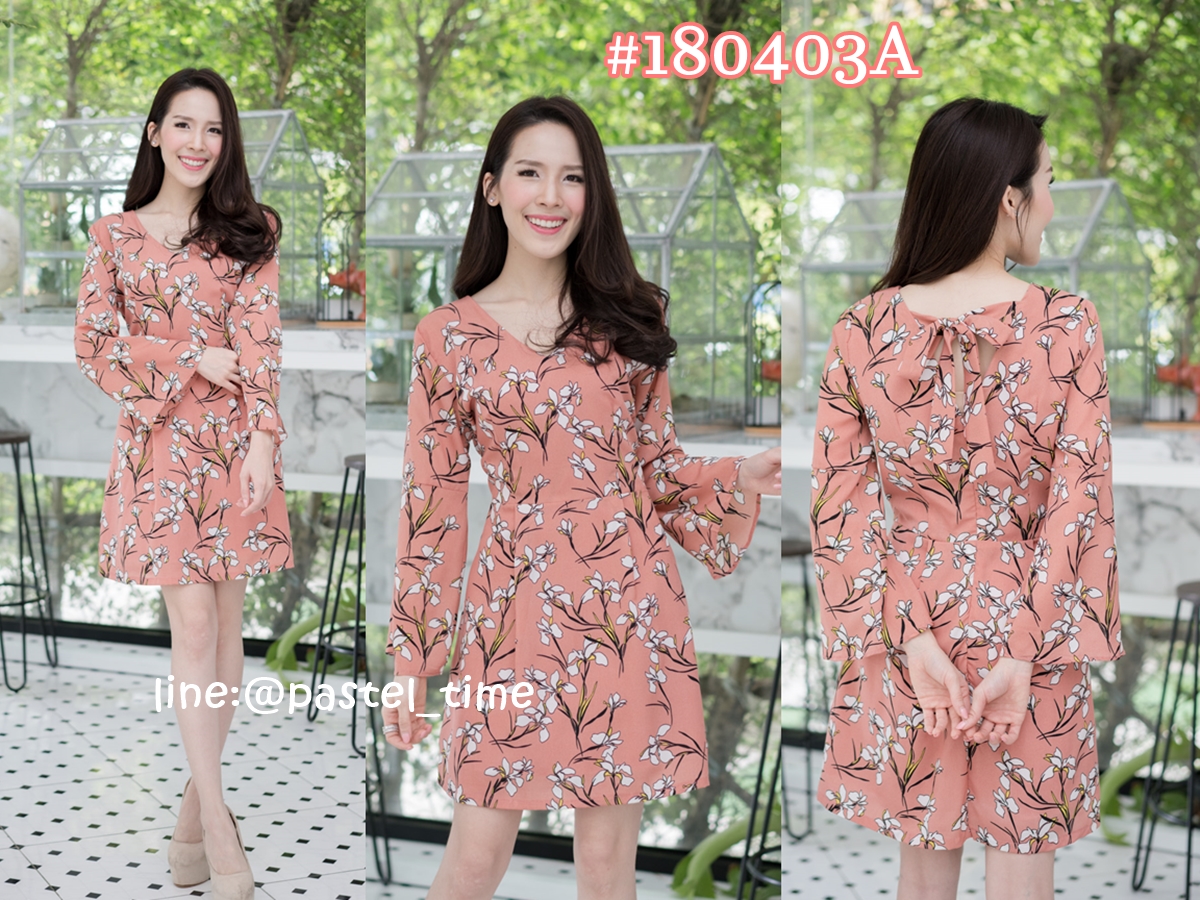 Sweet Blossom Dress : สีส้ม [Made by Pastel Time]