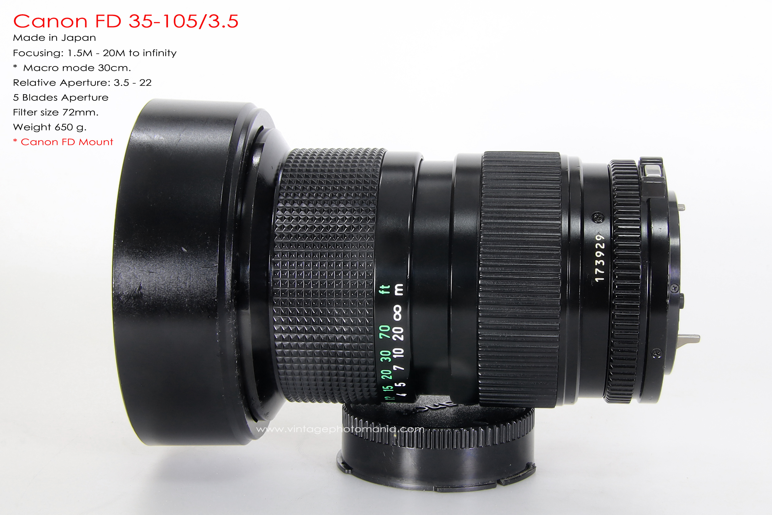 Canon FD 35-105/3.5 *FD Mount เลนส์อเนกประสงค์ไวแสงเอฟไม่ไหล