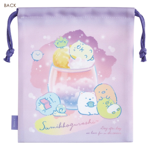 กระเป๋ารูดเชือก Sumikko Gurashi Grade Glass ด้านล่างเป็นแบบฐานกว้าง ขนาด 21 x 18 x 7 ซม.