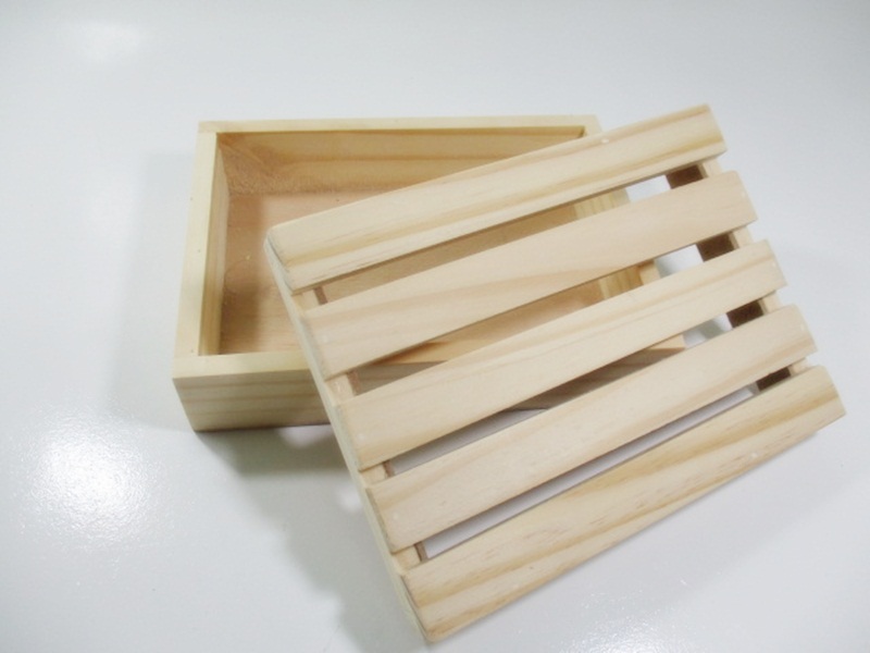งานดิบกล่องไม้สนฝาครอบขนาด 13x18x6cm