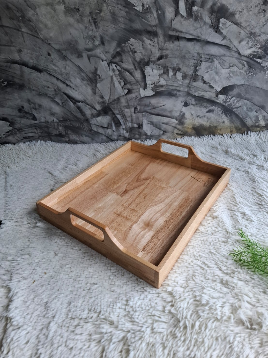 ถาดไม้แบบมีมือจับ