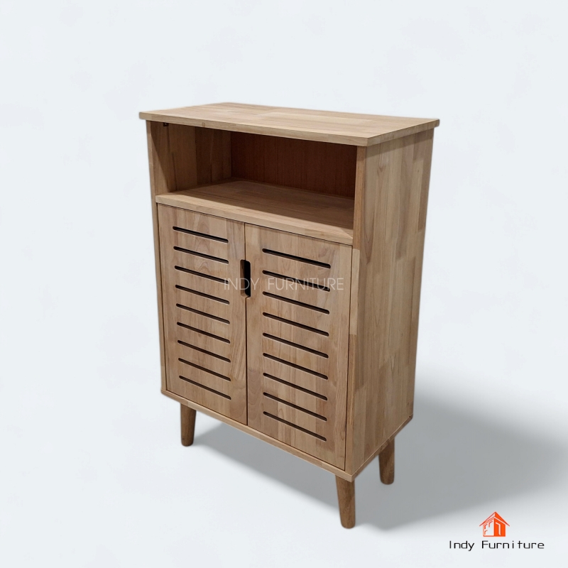 Indy Furniture ตู้อเนกประสงค์ ตู้วางรองเท้า ตู้เก็บผ้าพับ รุ่น Airflow สีธรรมชาติ