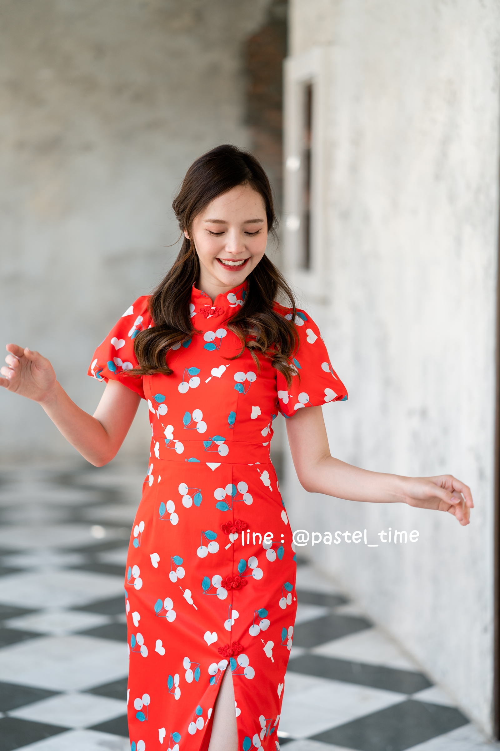 Cherry Ang Pao Dress เดรสกี่เพ้าคอจีนสีแดง