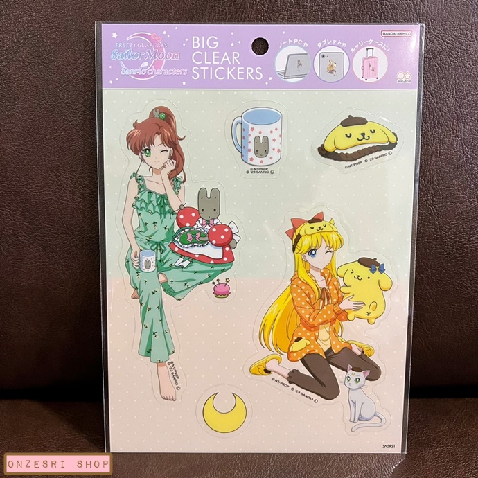 สติกเกอร์ Pretty Soldier Sailor Moon x Sanrio Characters ขนาด 14.8 x 18 x 0.3 ซม. เป็นพลาสติก แบบ Sailor Jupiter & Sailor Venus