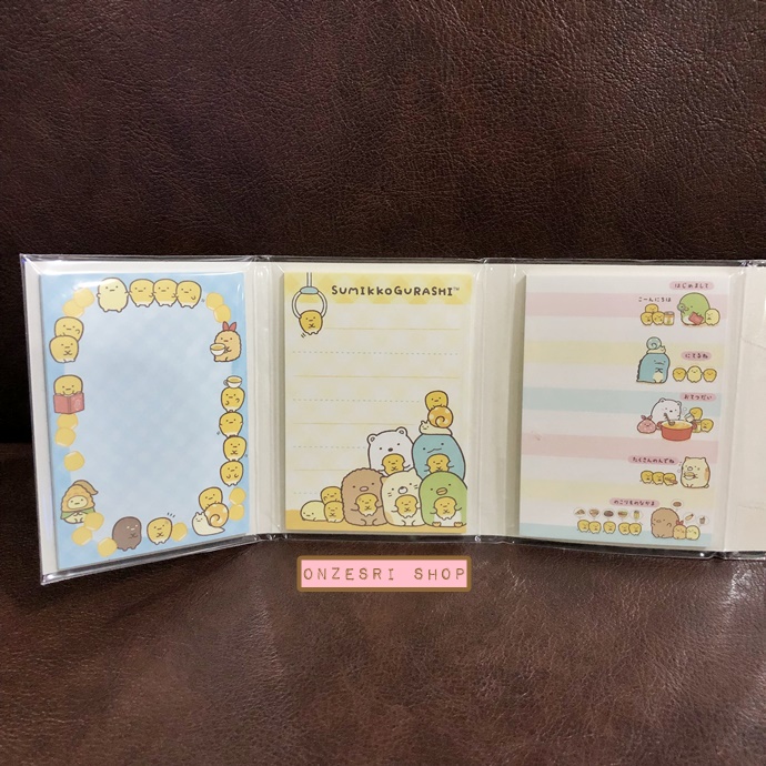 กระดาษโน้ต Memo แบบเล่มลาย Sumikko Gurashi Shiro Kuma's Corn Soup แบบสันสีฟ้า มียางลบเล็ก 6 ก้อน ขนาด 9 x 7 x 1.8 ซม. กระดาษมี 6 ลาย รวม 120 แผ่น