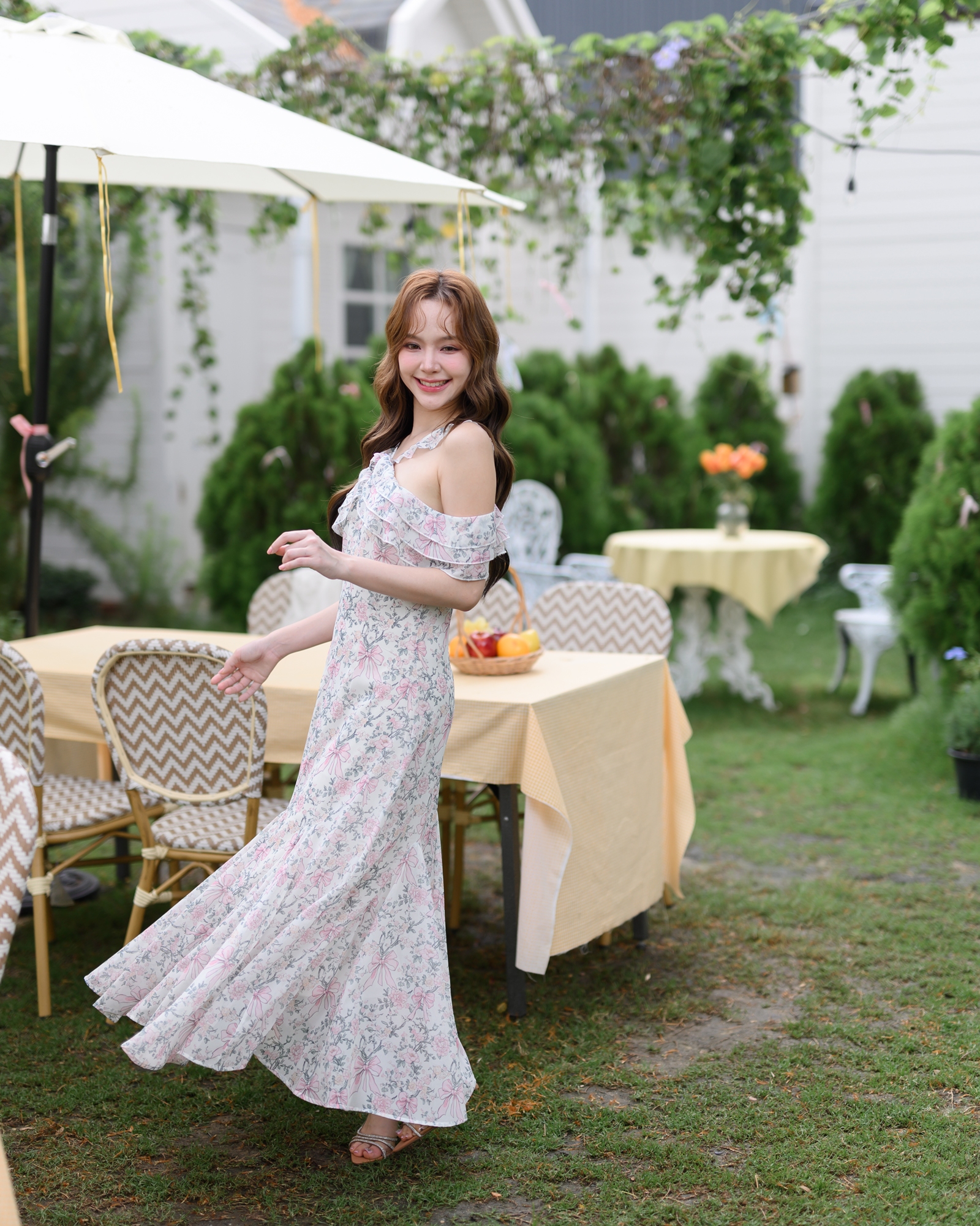 Coquette Bow Off-Shoulder Maxi Dress