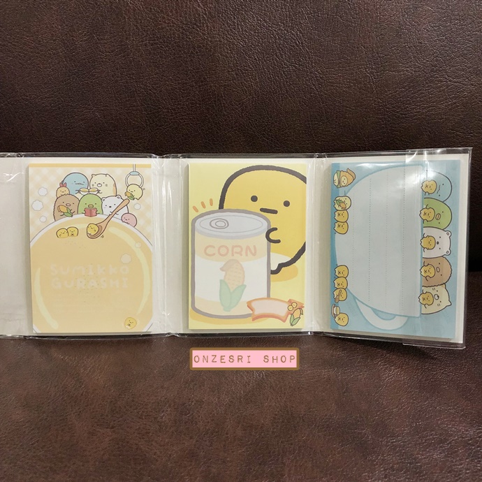 กระดาษโน้ต Memo แบบเล่มลาย Sumikko Gurashi Shiro Kuma's Corn Soup แบบสันสีเหลือง มียางลบเล็ก 6 ก้อน ขนาด 9 x 7 x 1.8 ซม. กระดาษมี 6 ลาย รวม 120 แผ่น