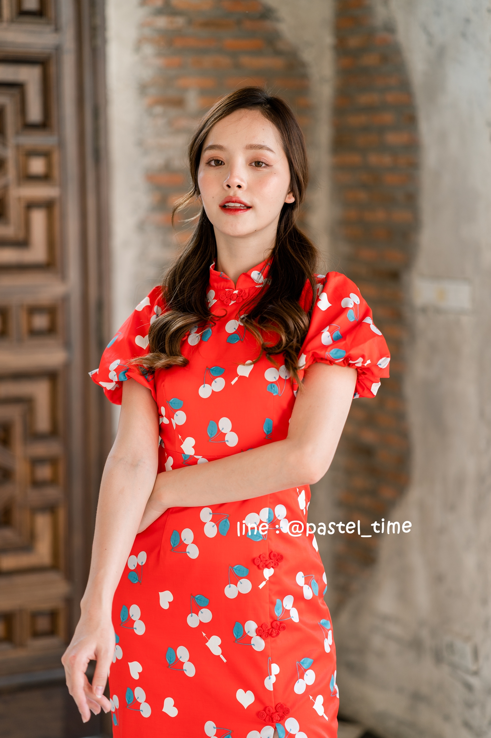 Cherry Ang Pao Dress เดรสกี่เพ้าคอจีนสีแดง