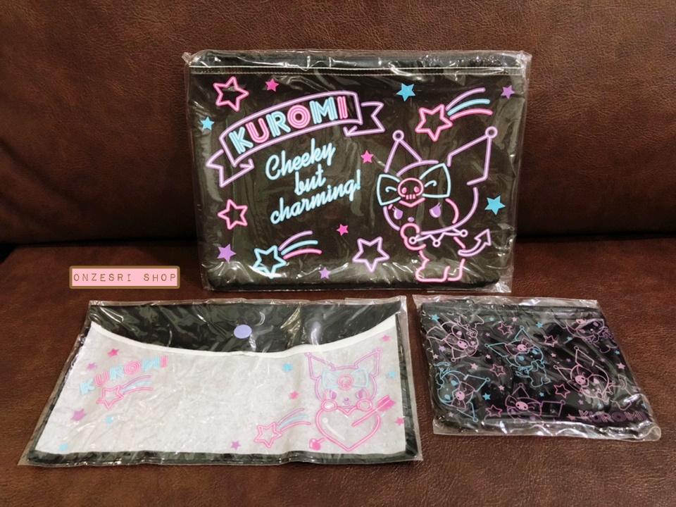 Set กระเป๋า 3 ใบ ลาย Kuromi ขนาด 20.5 x 15 ซม. / 20 x 11 ซม. / 11.5 x 9 ซม.
