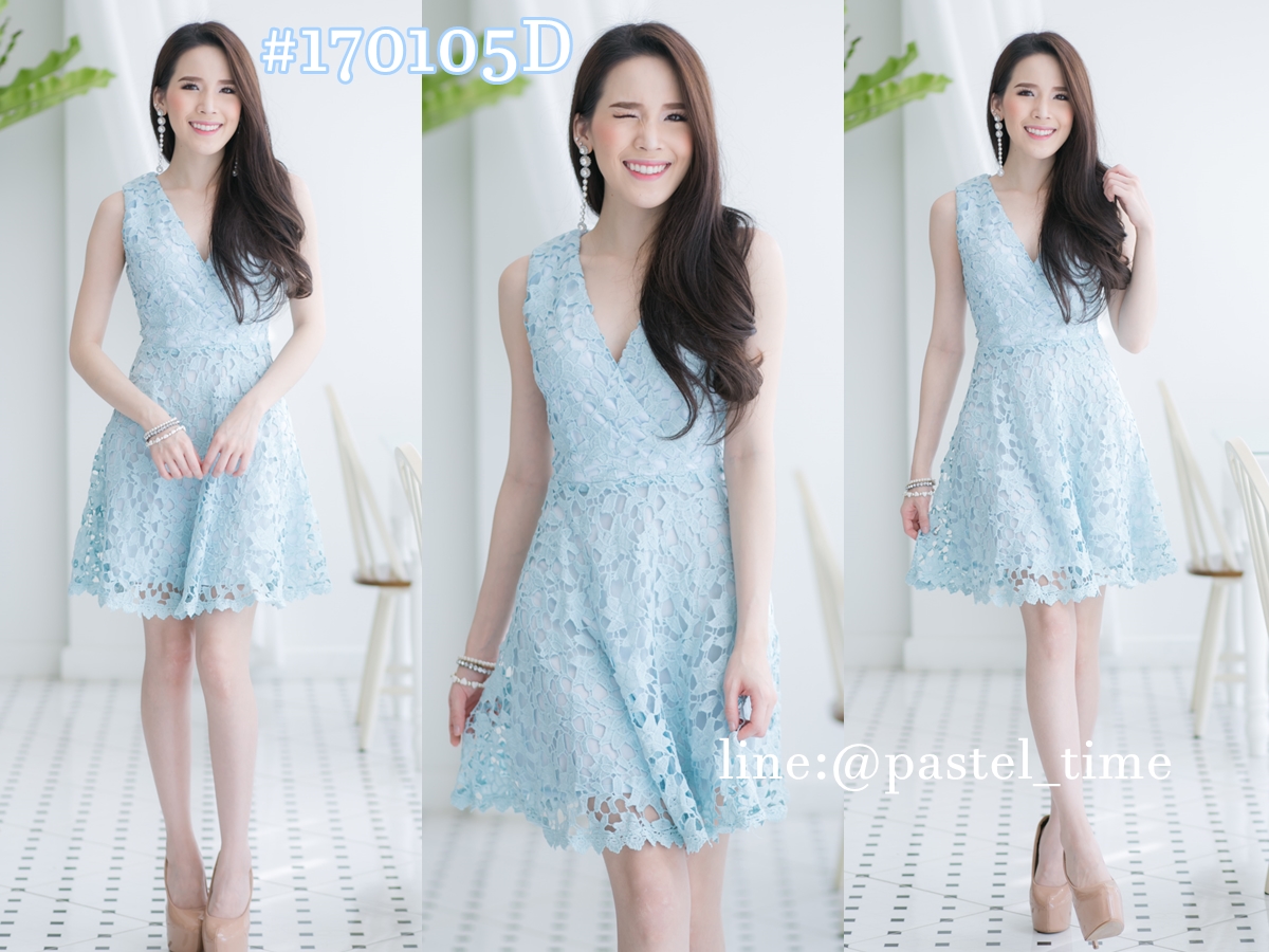 Sweet Susie Lacy Dress – Blue สีฟ้า