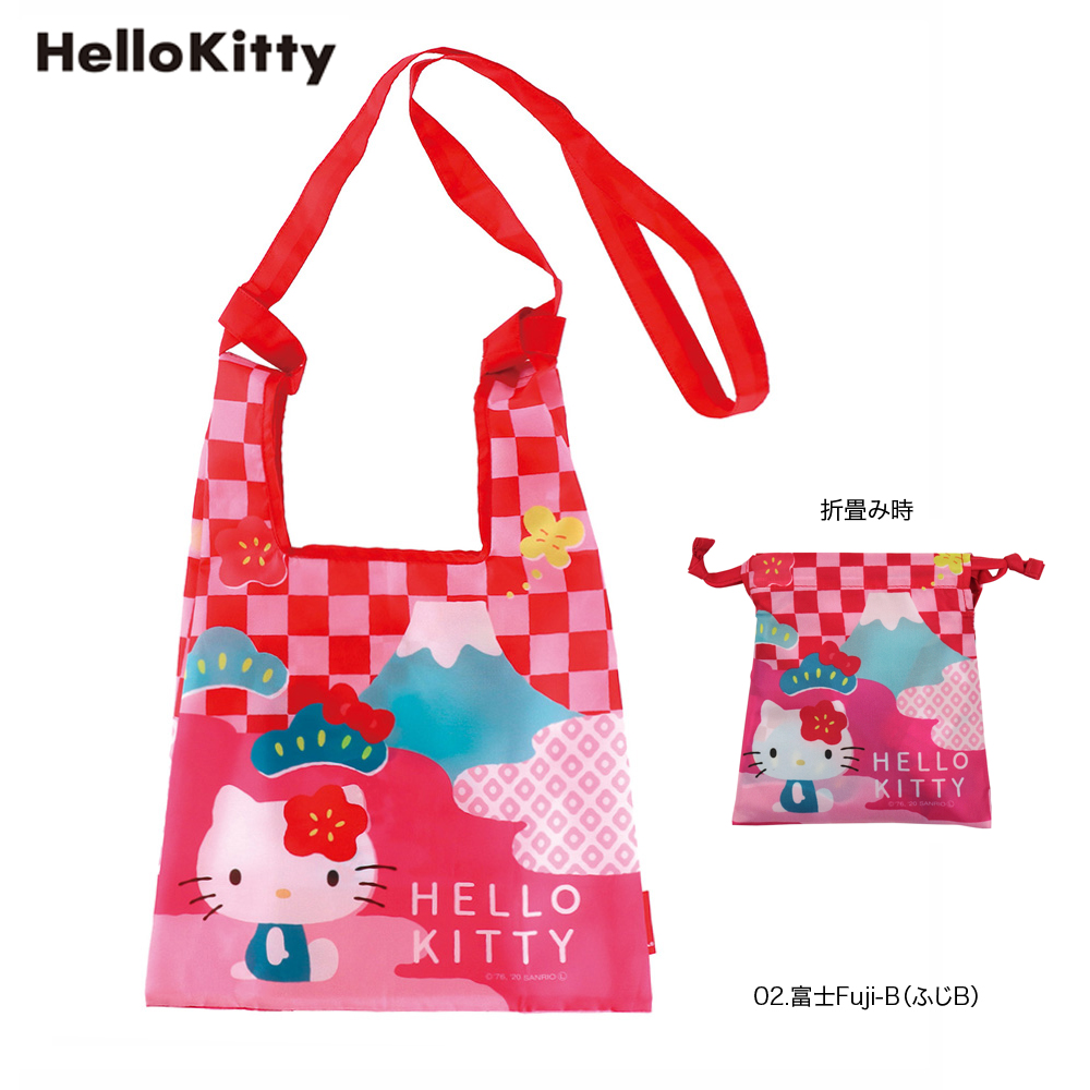 กระเป๋าสะพายพับได้แบรนด์ ROOTOTE Japan รุ่น ROO-Shopper x Hello Kitty แบบ Fujisan สีแดง ขนาด 26 x 37 x 4 ซม. สายยาว 105 ซม. สะพายข้างได้ พับได้ พกพาสะดวก