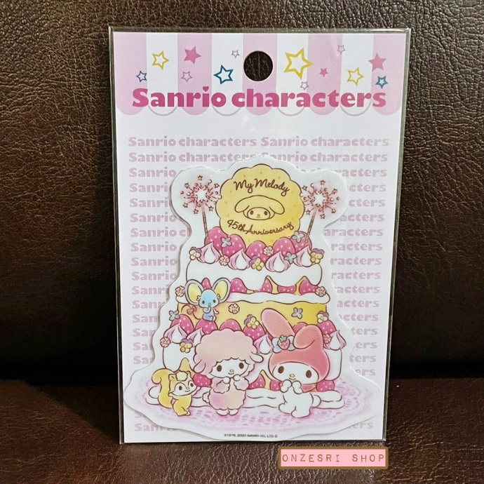 Vinyl Big Sticker ลาย My Melody 45th Anniversary แบบ My Melody & My Sweet Piano กันน้ำ กัน UV ใช้ติดสิ่งของได้ ทนมาก ขนาด 7.5 x 8.5 ซม.