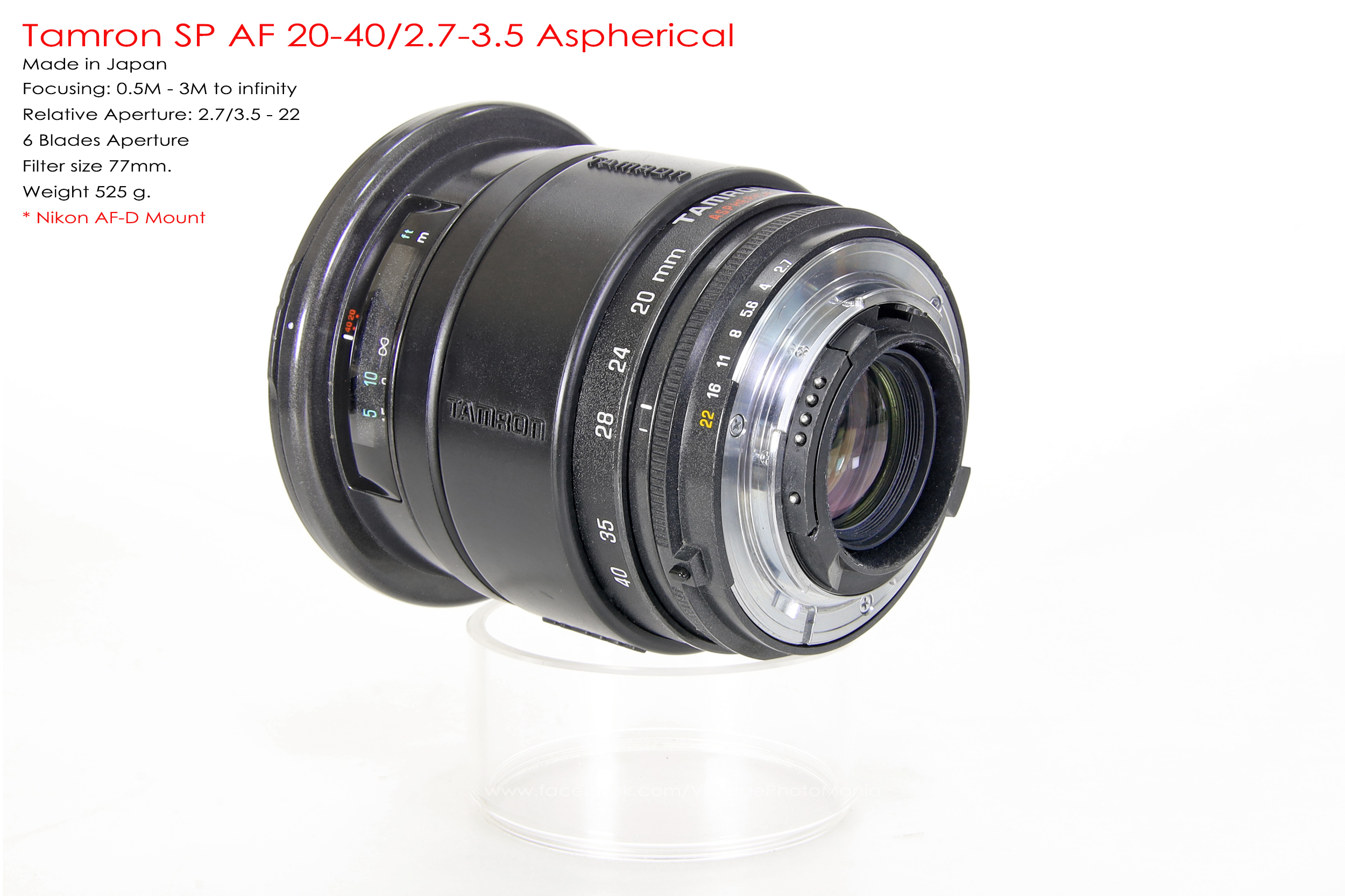 Tamron SP AF 20-40/2.7-3.5 Aspherical *Nikon AF-D Mount เลนส์ไวด์ไวแสงหายากรองรับกล้องฟูลเฟรม