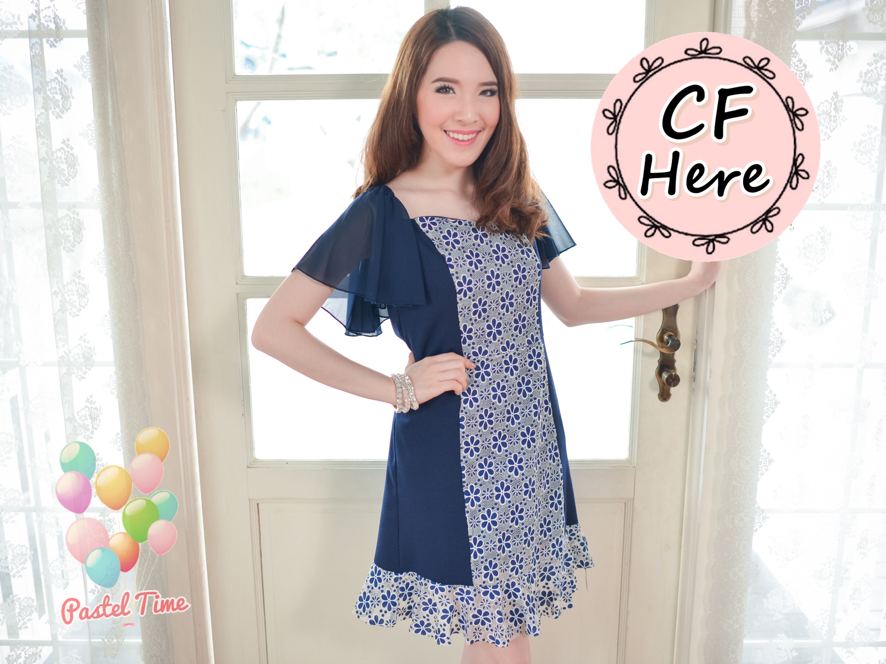 Lace Flower on Navy Dress