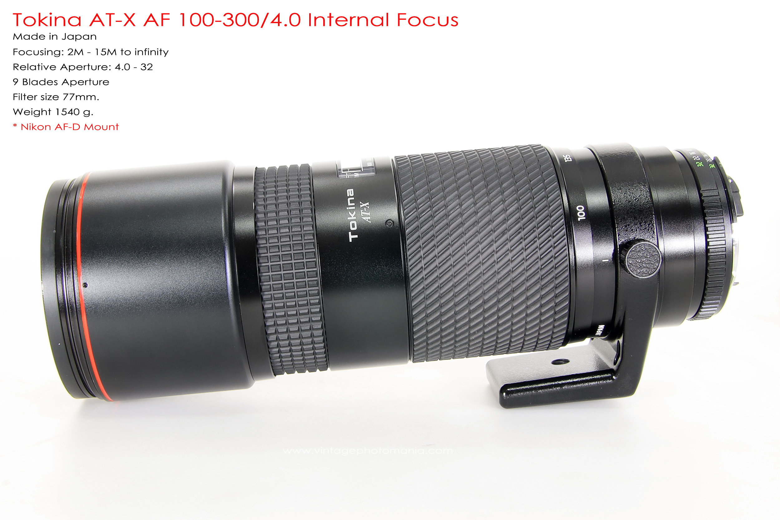 Tokina AT-X AF 100-300/4.0 Internal Focus *Nikon AF-D Mount เลนส์ซูมซูเปอร์เทเลสายถ่ายนกเอฟไม่ไหล
