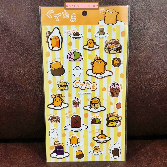 สติกเกอร์ Gudetama Sticker แบบมีผสมขอบทอง ขนาด 12 x 21 ซม.