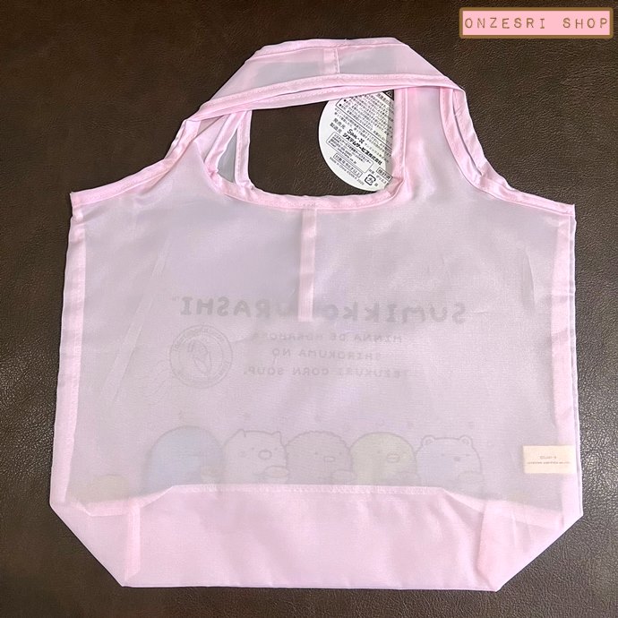 กระเป๋า San-X Shopping Bag ลาย Sumikko Gurashi Shiro Kuma's Corn Soup แบบสีชมพู พับได้ พกพาสะดวก ขนาด 35.5 x 33.5 ซม.