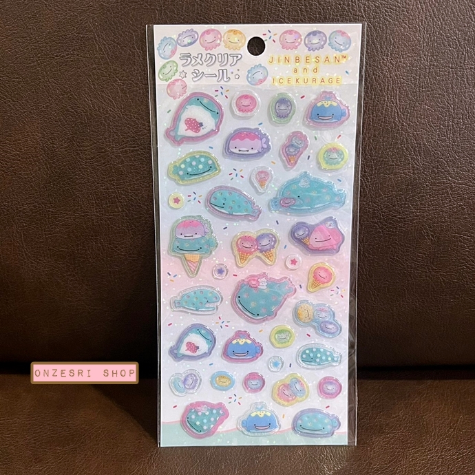 สติกเกอร์แบบนูน Jinbesan and Ice Kurage Lame Clear Sticker ขนาด 20 x 9.5 ซม. เป็นแบบนูนวิ้ง ๆ