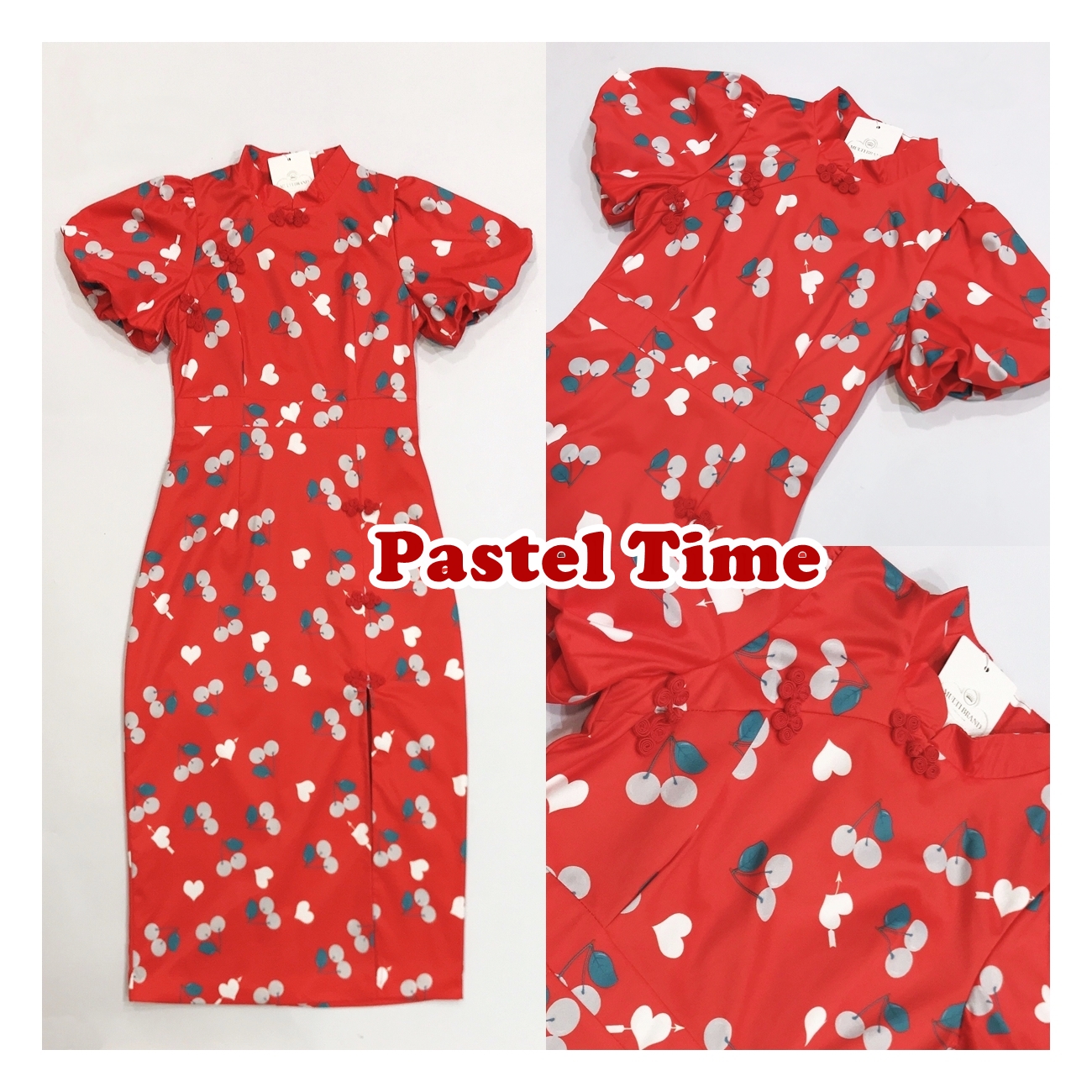 Cherry Ang Pao Dress เดรสกี่เพ้าคอจีนสีแดง