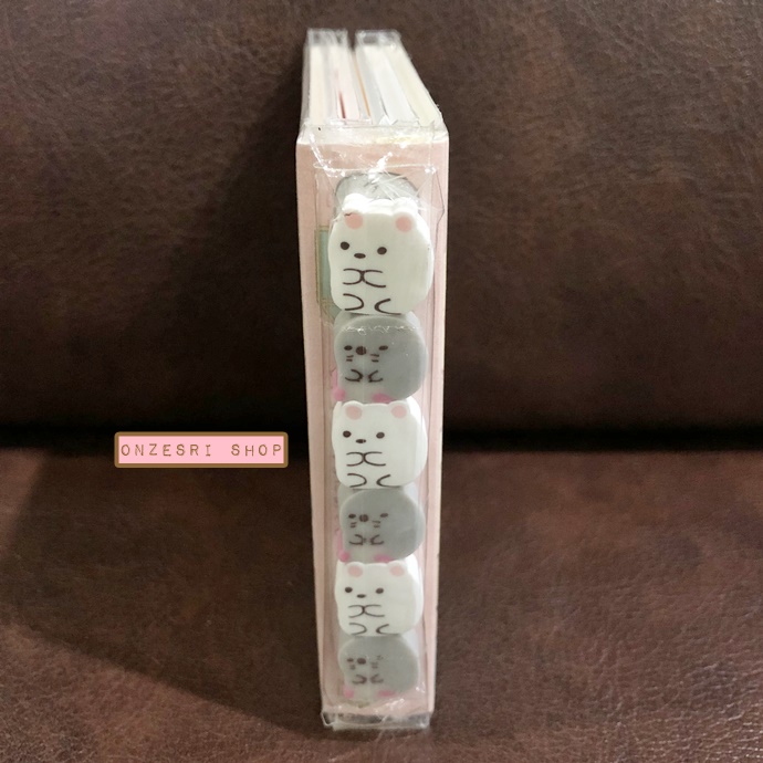 กระดาษโน้ต Memo แบบเล่มลาย Sumikko Gurashi Mole House สีชมพู มียางลบเล็ก 6 ก้อน ขนาด 9 x 7 x 1.8 ซม. กระดาษมี 6 ลาย รวม 120 แผ่น