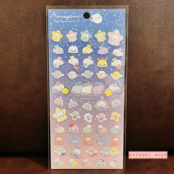 Sticker Mamegoma Sky Aquarium ลายสีฟ้าชมพู ขนาด 20 x 9.5 ซม.