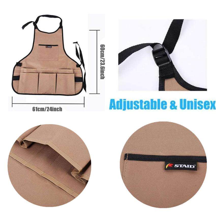 เอี๊ยมกันเปื้อนช่าง กระเป๋าเครื่องมือช่าง ผ้ากันเปื้อน เสื้อช่างใส่เครื่องมือ สีน้ำตาล/ดำ