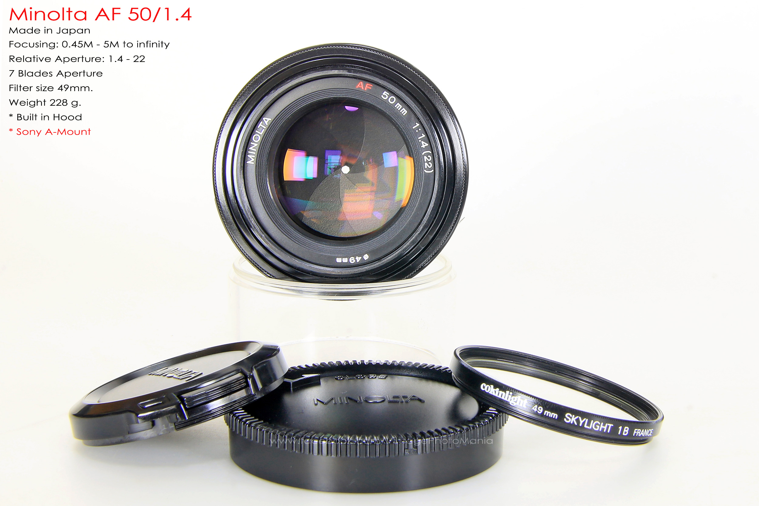 Minolta AF 50/1.4 *Sony A Mount เลนส์ไวแสงละลายฉากหลังสวยสำหรับกล้อง Sony DSLR