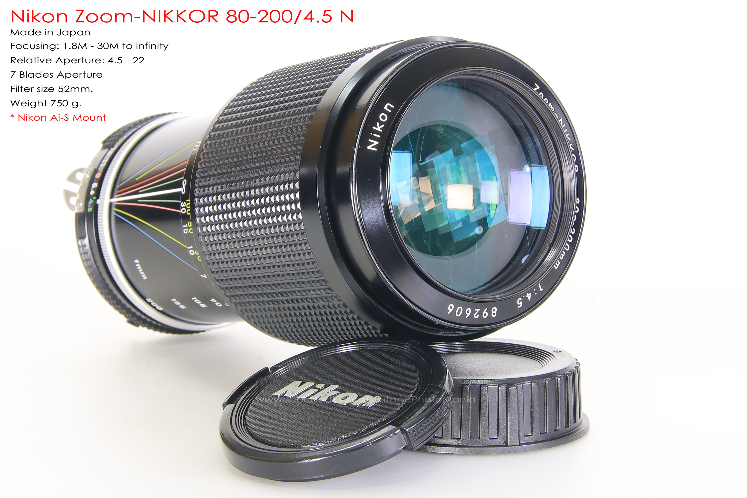 Nikon Zoom-Nikkor 80-200/4.5 N *Nikon Ai-S Mount เลนส์ซูมมือหมุนระยะไกลคมๆจากนิค่อน