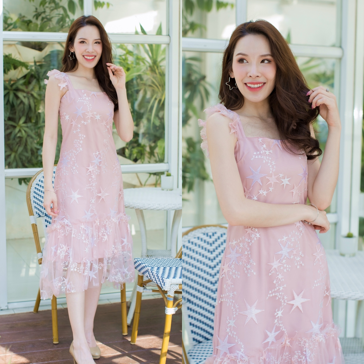 Scalet Midi Dress – สีชมพู