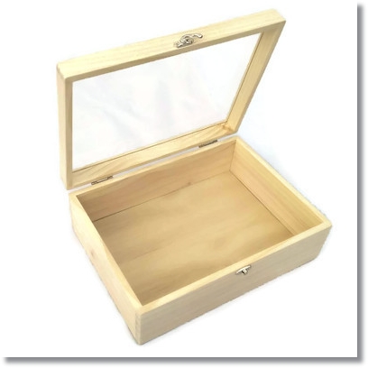 กล่องไม้สน ฝากระจก ขนาด 24x33x11cm