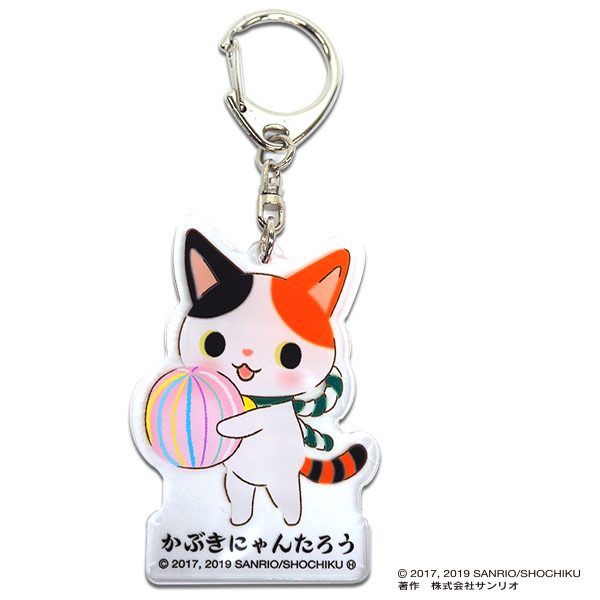 พวงกุญแจอะคริลิค Kabuki Nyantaro (Sanrio Japan Limited) แบบลูกกวาดสีชมพู ขนาดเฉพาะตัวพวงกุญแจ 7 ซม.
