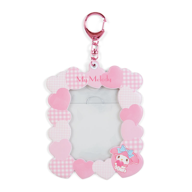 พวงกุญแจเฟรมการ์ด/โพลารอยด์/รูป/บัตร แบบขอบรูปหัวใจ ของแท้จาก Sanrio Japan สายติ่ง สายไอดอล ต้องมี ! ขนาด 10.8 x 0.3 x 13.3 ซม. ทำจาก PVC มี 5 แบบให้เลือก