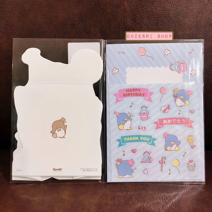 การ์ดเปล่า Sanrio & Seal Card แบบ Tuxedo Sam สามารถเขียนด้านในได้ มีสติกเกอร์น่ารักให้แปะได้ 1 แผ่น มาพร้อมซองลายน่ารักเข้ากัน ขนาดประมาณ 16.2 x 11 ซม.