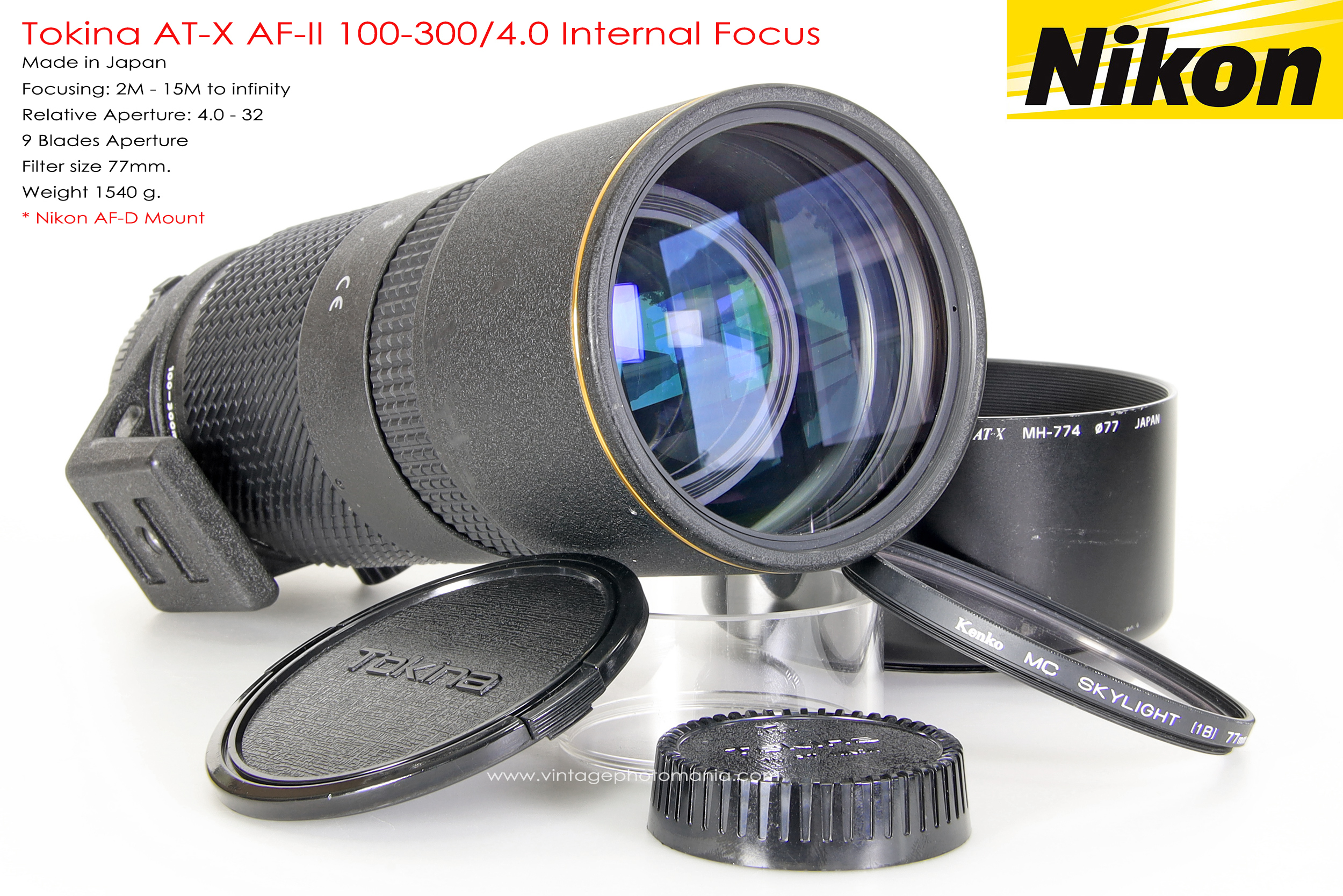 Tokina AT-X AFII 100-300/4.0 Internal Focus *Nikon AF-D Mount เลนส์ซูมซูเปอร์เทเลสายถ่ายนกเอฟกว้าง