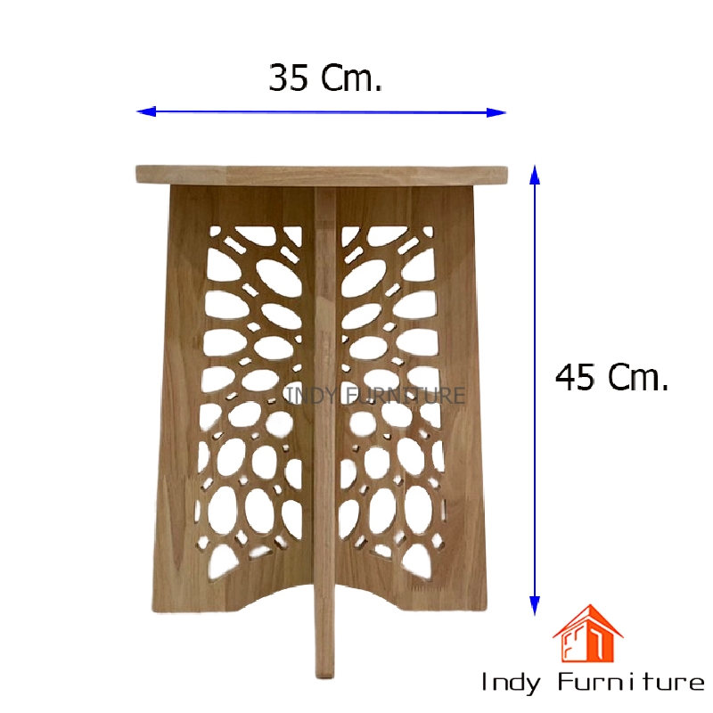 โต๊ะข้างกลม สตูลกลม ไม้ยางพารา รุ่น Lucky สีธรรมชาติ
