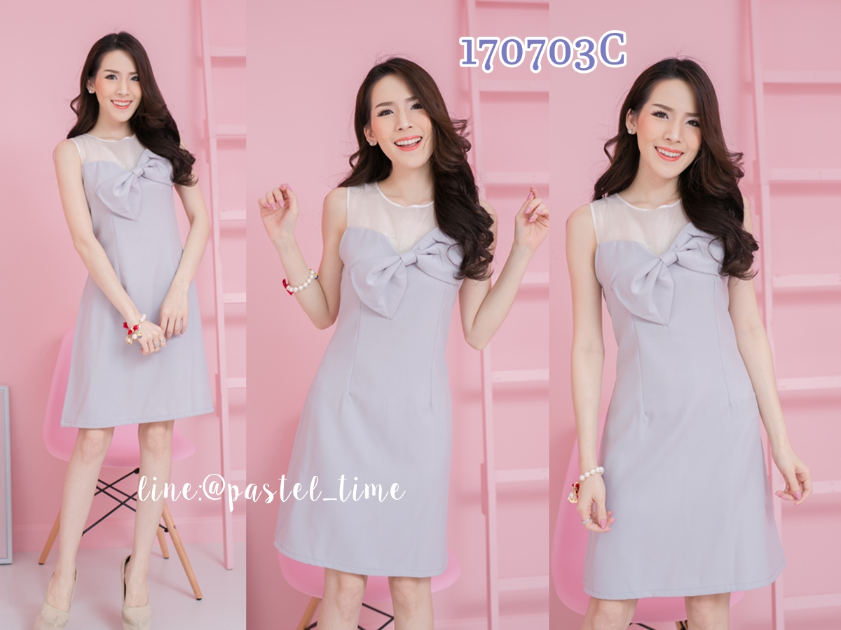 Bowy Pastel Dress – สีเทา
