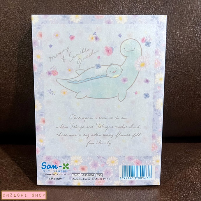 สมุดเล่มเล็ก ลาย Sumikko Gurashi Tokage Memories แบบคุณลูกเกาะหลัง ขนาด 14 x 10.5 x 1.2 ซม. มี 4 ลาย รวม 120 แผ่น
