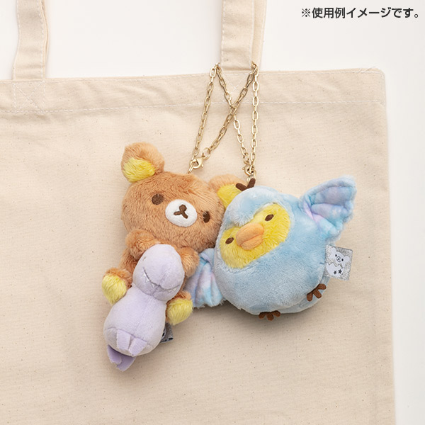 พวงกุญแจตุ๊กตา Rilakkuma Dinosaurs แบบ Rilakkuma ขี่ไดโนเสาร์ มีโซ่ห้อย ขนาด 14 x 9 x 8.5 ซม.