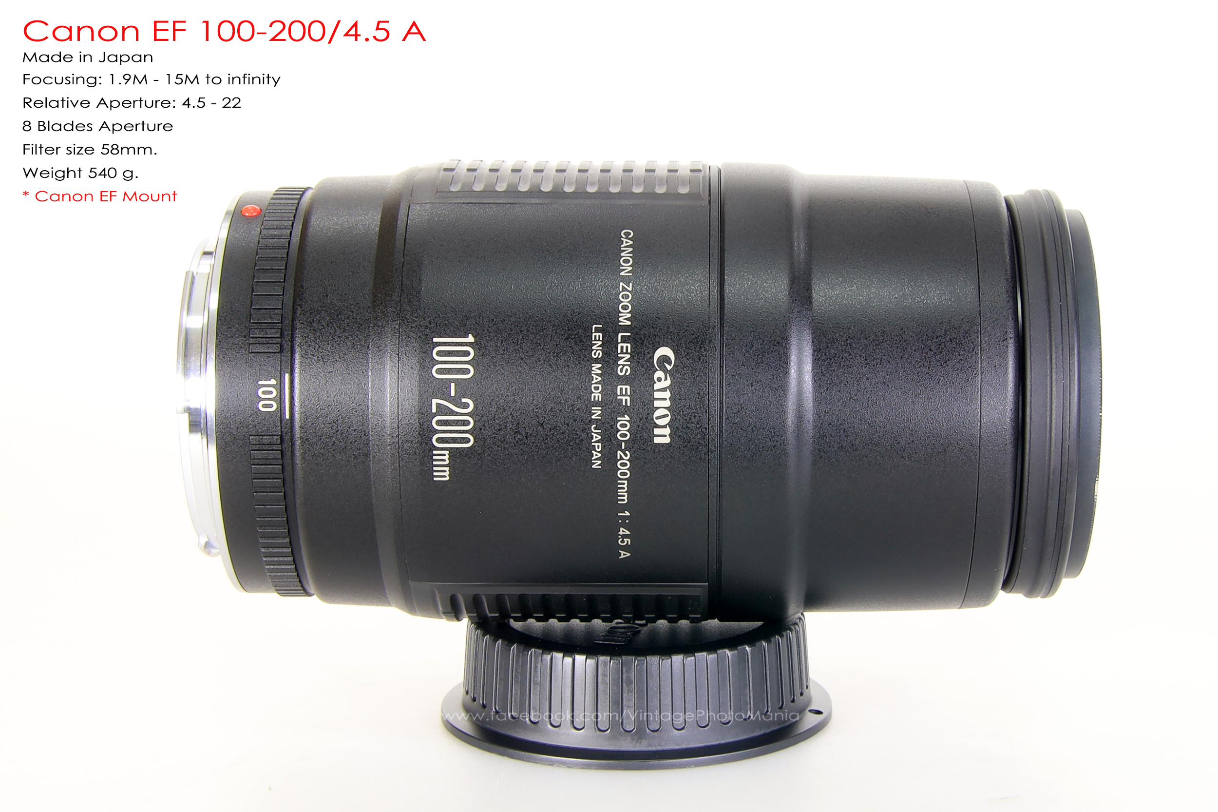 Canon EF 100-200/4.5 A *Canon EF Mount เลนส์ซูมเอฟไม่ไหลตัวเล็กรองรับฟูลเฟรม