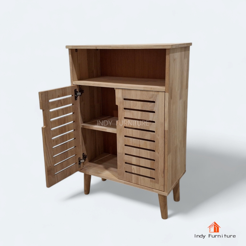 Indy Furniture ตู้อเนกประสงค์ ตู้วางรองเท้า ตู้เก็บผ้าพับ รุ่น Airflow สีธรรมชาติ