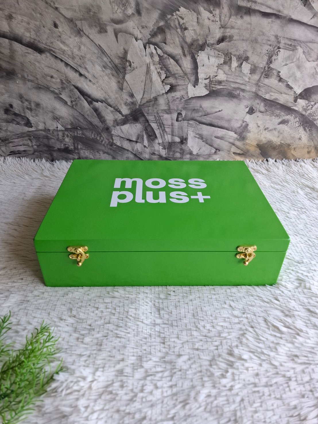 กล่องไม้แบบฝาล็อคสีเขียว