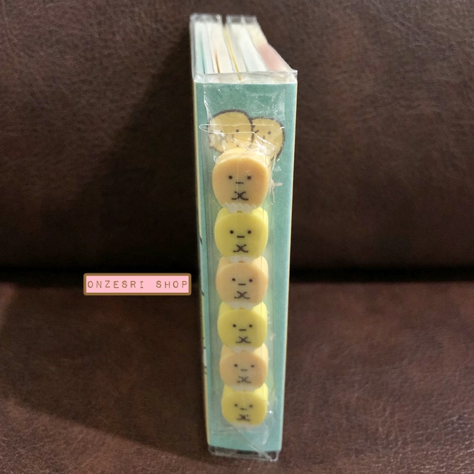 กระดาษโน้ต Memo แบบเล่มลาย Sumikko Gurashi Shiro Kuma's Corn Soup แบบสันสีฟ้า มียางลบเล็ก 6 ก้อน ขนาด 9 x 7 x 1.8 ซม. กระดาษมี 6 ลาย รวม 120 แผ่น