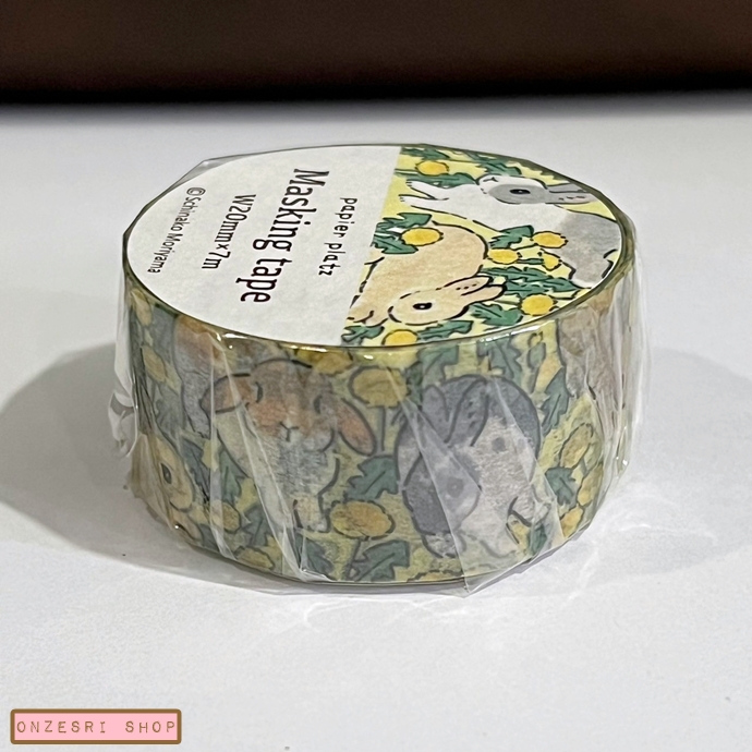 Masking Tape Papier platz เทปตกแต่งจากญี่ปุ่น จาก Schinako Moriyama ลาย Dandelion & Rabbit ขนาด 2 ซม. x 7 ม.