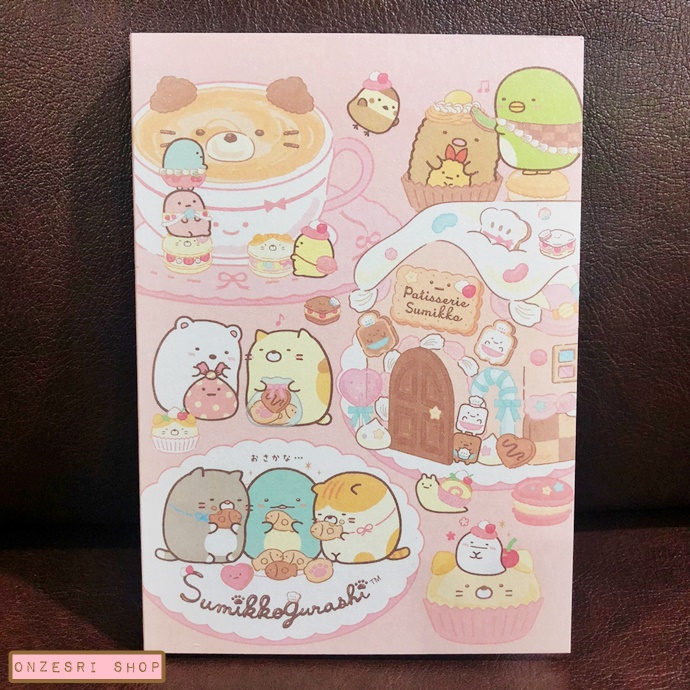 สมุดเล่มเล็ก ลาย Sumikko Gurashi Neko's Siblings and Sweet Shop แบบ Dinner ขนาด 14.8 x 10.5 x 1.3 ซม. มี 4 ลาย รวม 120 แผ่น