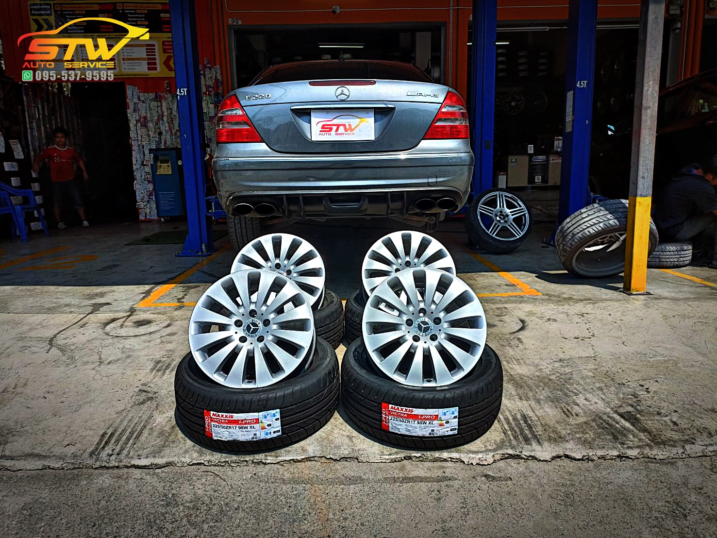 ล้อแม็กซ์ BENZ ขอบ17นิ้ว ยาง MAXXIS I-PRO 225/50R17 ติดตั้งใส่ MERCEDES BENZ E220
