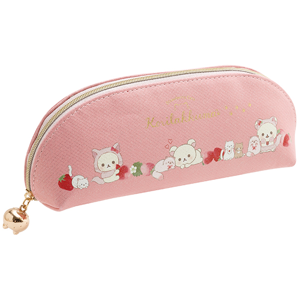 กระเป๋า Korilakkuma & Strawberry Cat Pen Case แบบยาว ใส่เครื่องเขียนได้ ขนาด 7.5 x 21 x 5 ซม.