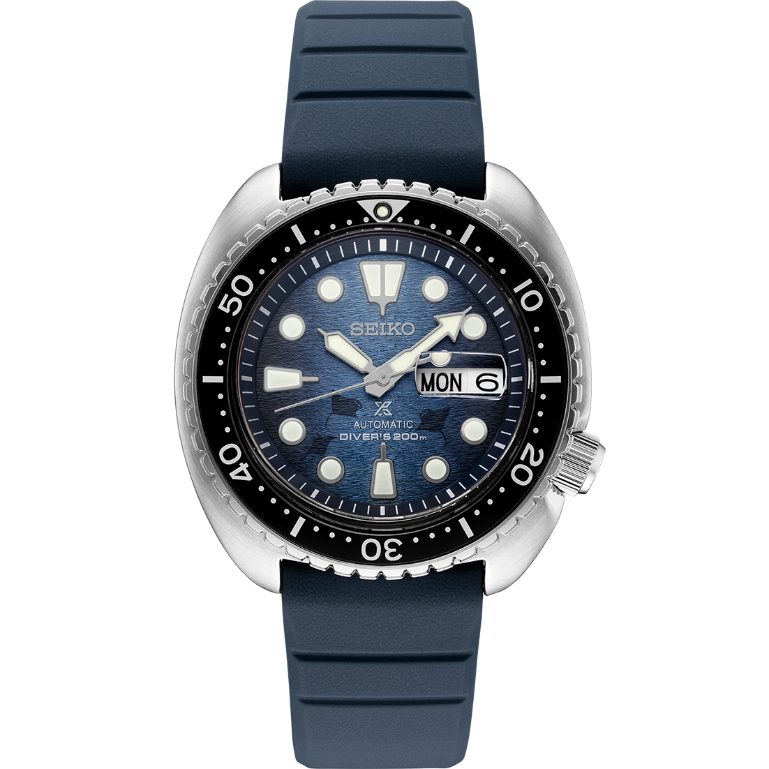 Seiko Prospex King Turtle Save The Ocean Special Edition Dark Montra Ray (กระเบนกลางคืน) รุ่น SRPF77K1 (หน้าน้ำเงิน สายยาง)