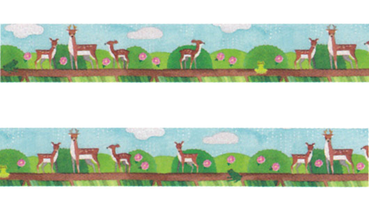 Koyomi Seikatsu Masking Tape เทปตกแต่งจากญี่ปุ่น ลายกวางเมือง Nara (kokuu) ขนาด 1.5 ซม. x 5 ม.