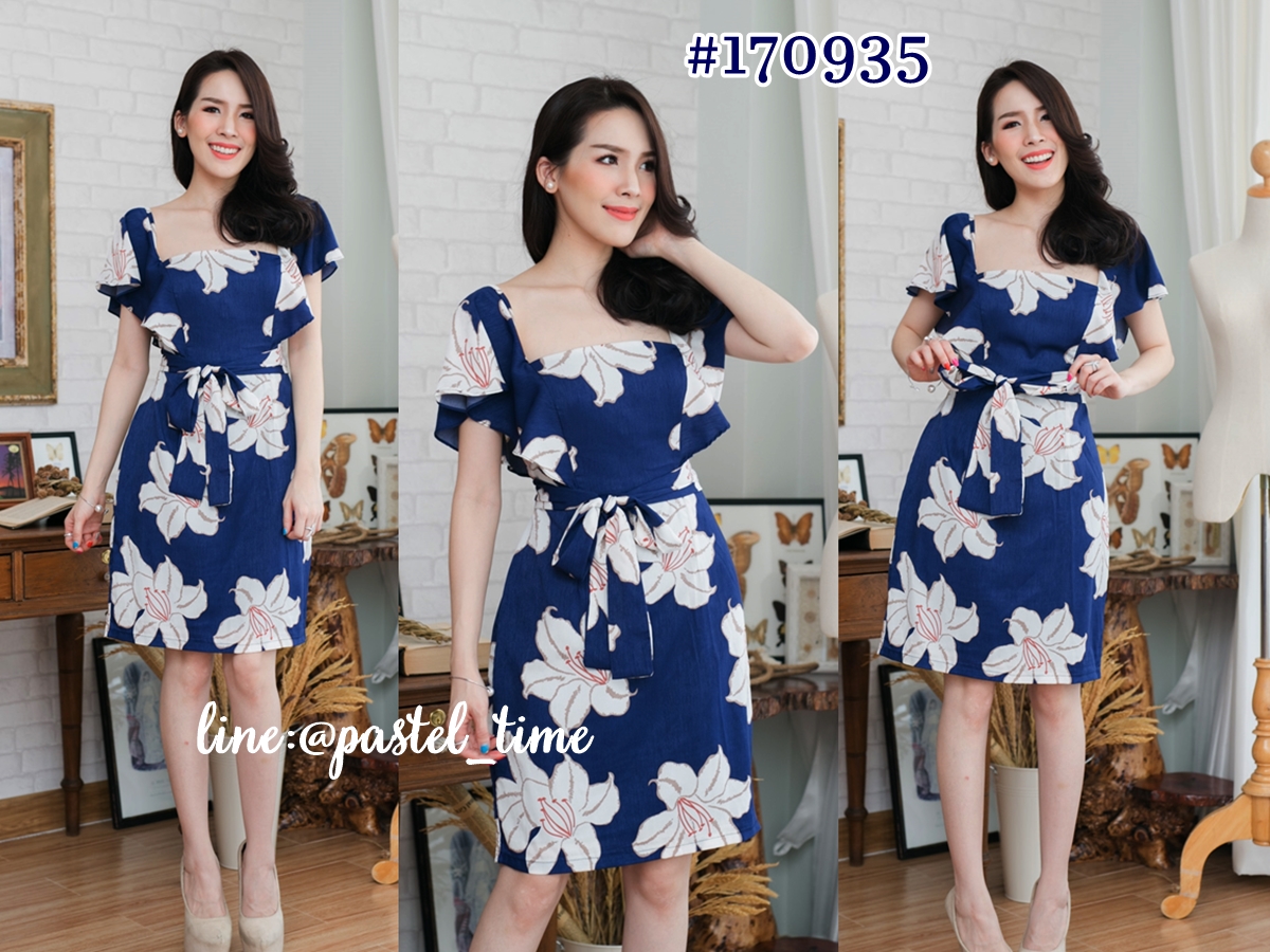 Hibiscus on Blue Dress